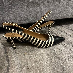 Tory Burch Zebra Stripe Slingback Heels